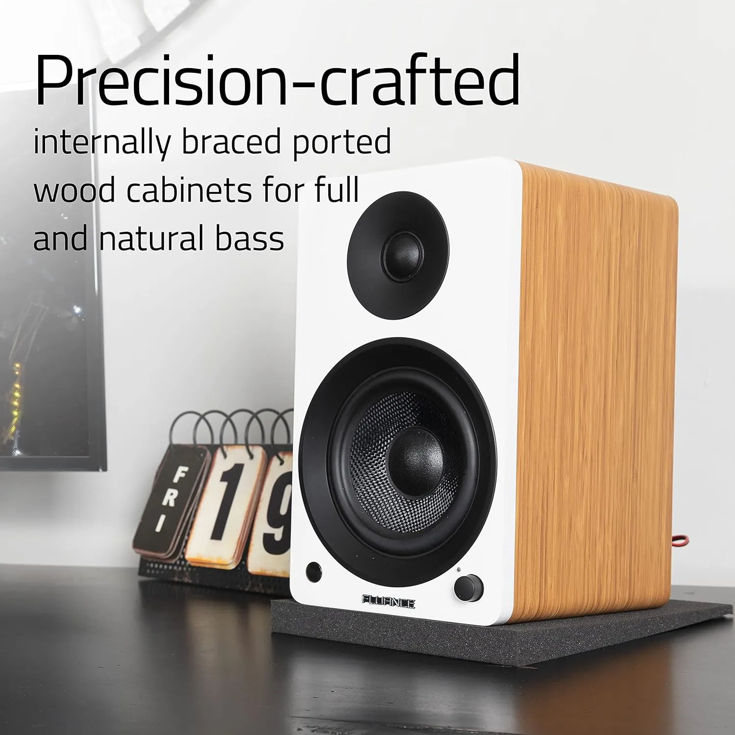 Fluance Ai41 Powered 2-Way 2.0 Stereo Bookshelf Speakers with 5" Drivers, 90W Amplifier for Turntable, TV, PC and Bluetooth 5 Wireless Music Streaming with RCA, Optical & Subwoofer Out (Lucky Bamboo)