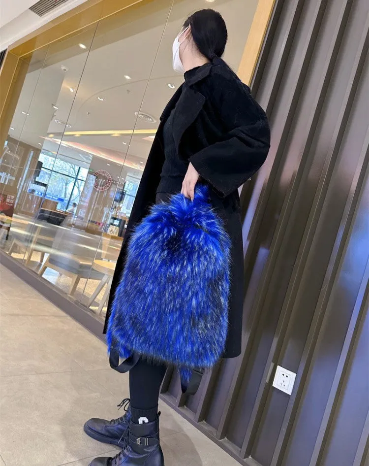 Fluff Patchwork Plush Casual Backpacks