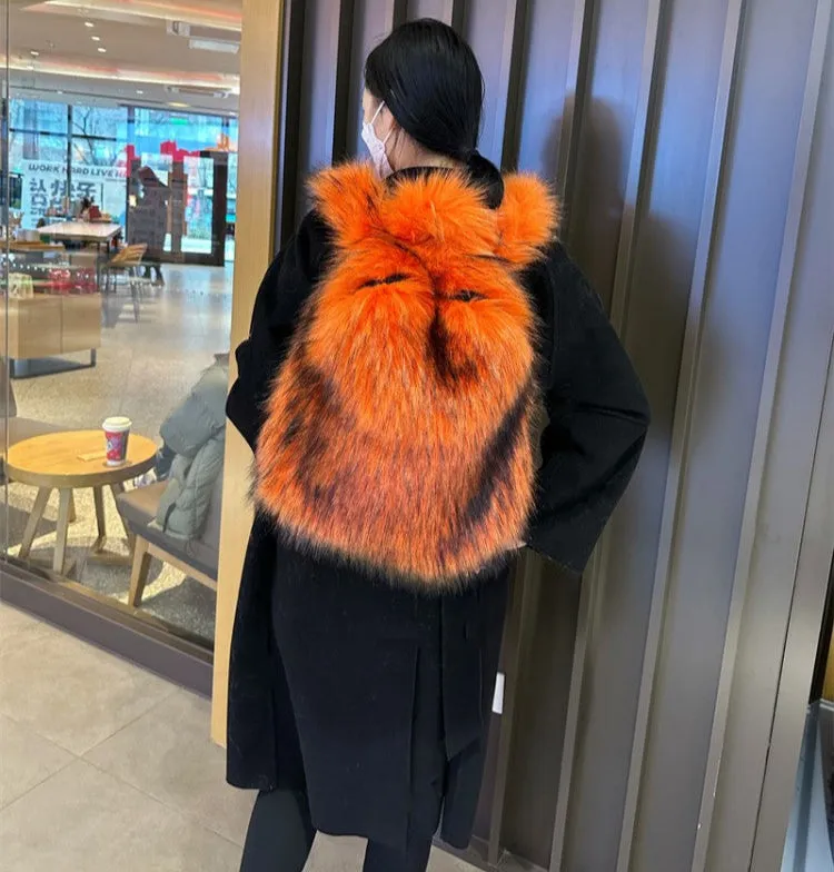 Fluff Patchwork Plush Casual Backpacks