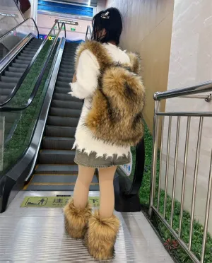 Fluff Patchwork Plush Casual Backpacks