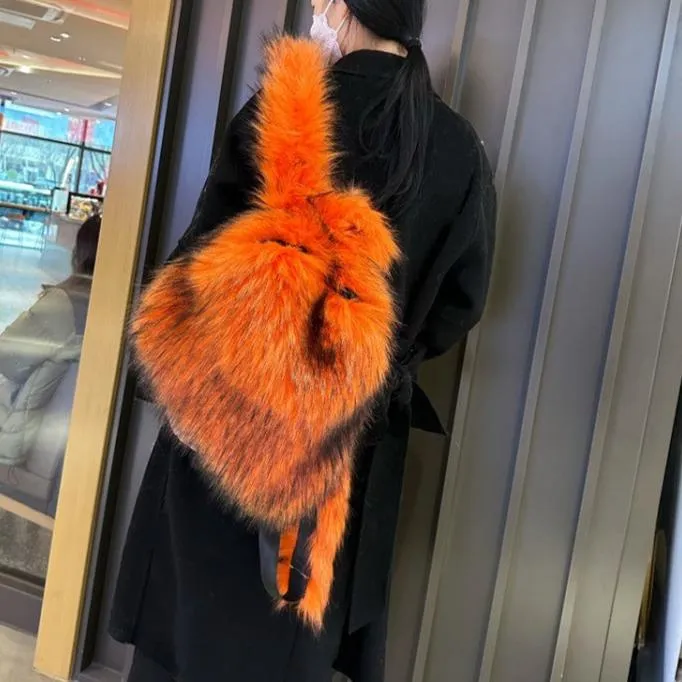 Fluff Patchwork Plush Casual Backpacks