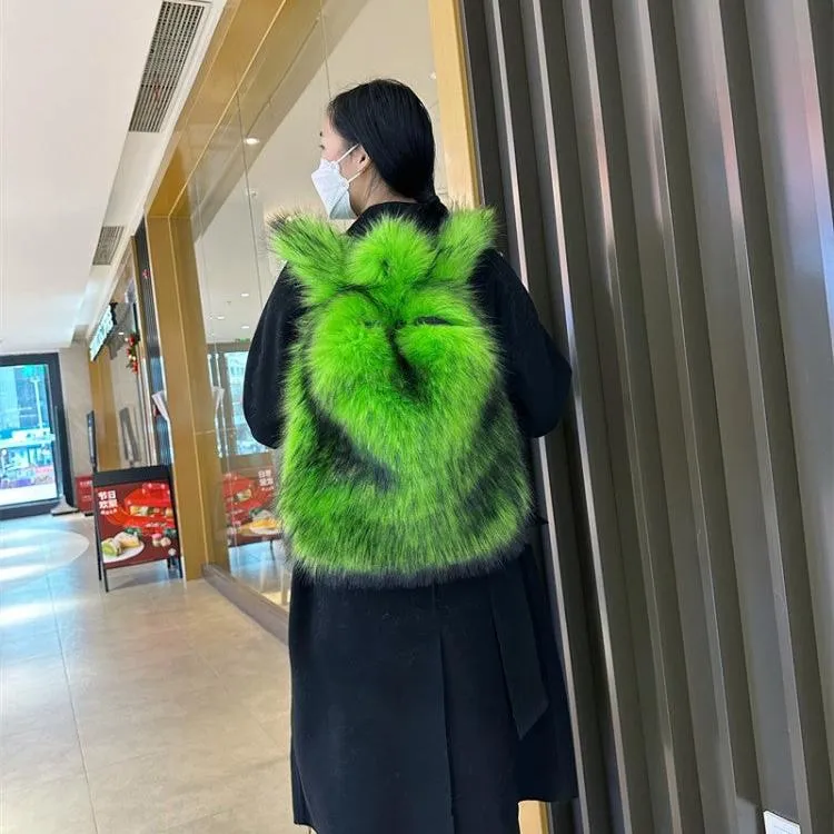 Fluff Patchwork Plush Casual Backpacks