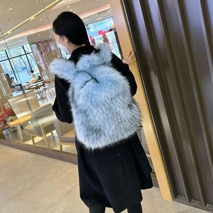 Fluff Patchwork Plush Casual Backpacks
