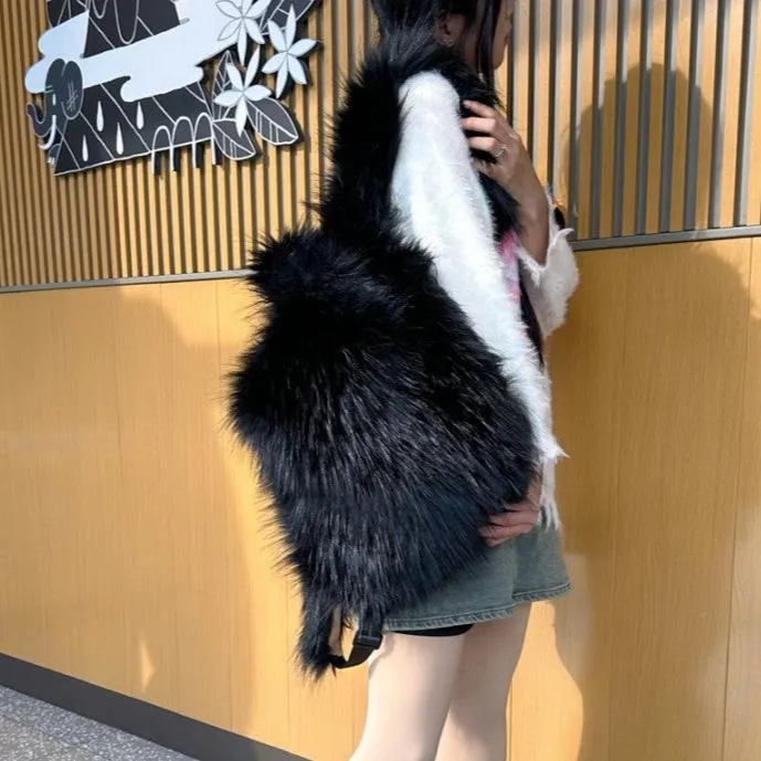 Fluff Patchwork Plush Casual Backpacks