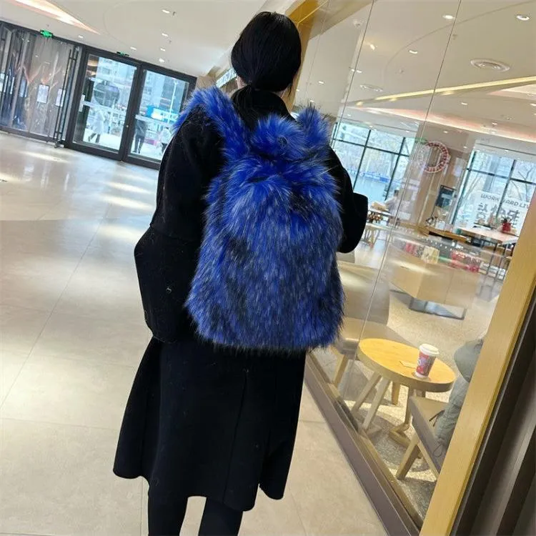 Fluff Patchwork Plush Casual Backpacks