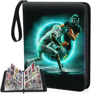 Football Card Binder 9 Pocket - Lictin Football Card Holder, Trading Card Binder, Sports Card Binder Collectible Trading Card Albums Fits 810 Cards with 45 Removable Sleeves