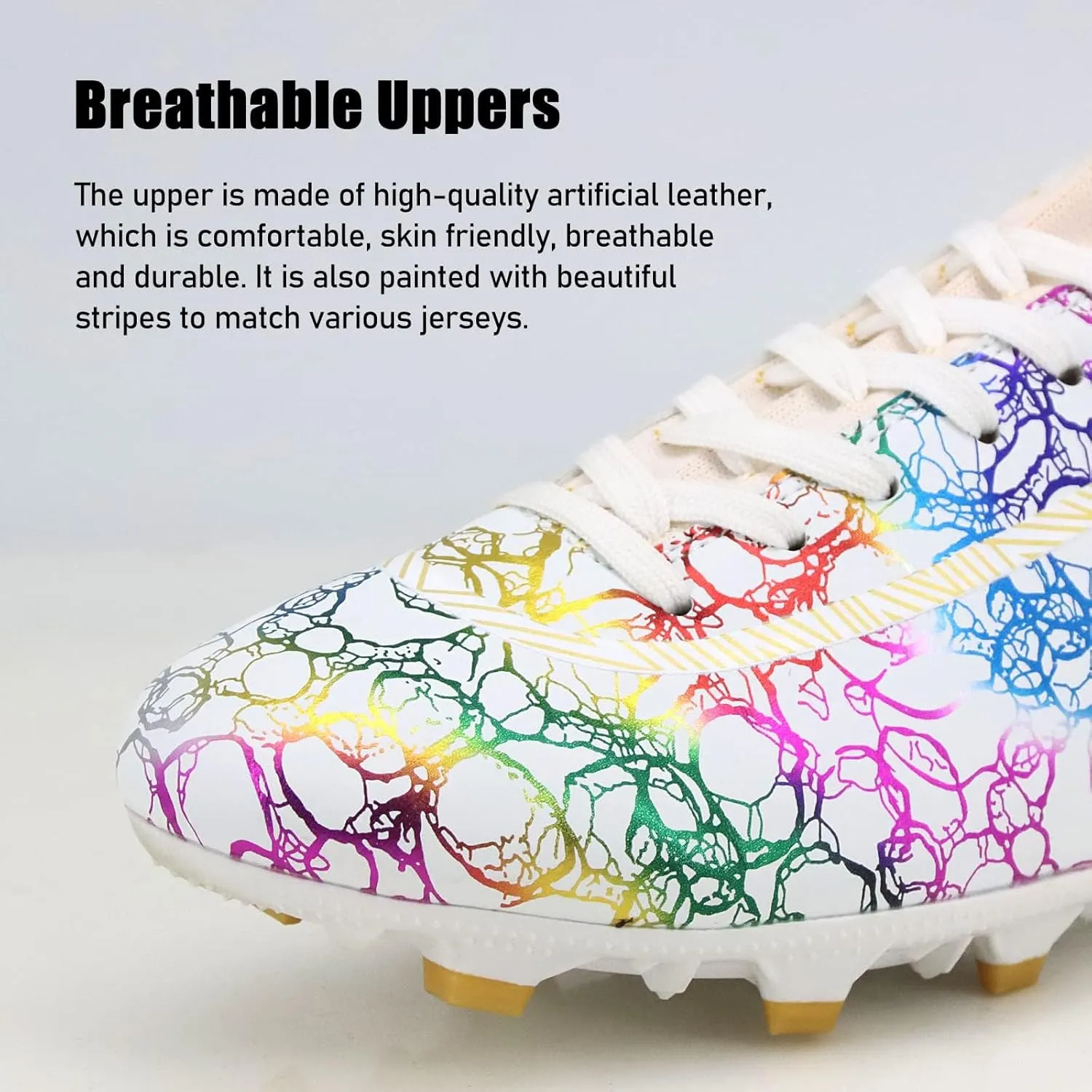 Football Shoes Mens Womens Football Shoes High Top Fooball Boots Lightweight and Breathable Long Nail Football Sneakers Non-Slip Rubber Sole Soccer Cleats