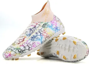 Football Shoes Mens Womens Football Shoes High Top Fooball Boots Lightweight and Breathable Long Nail Football Sneakers Non-Slip Rubber Sole Soccer Cleats