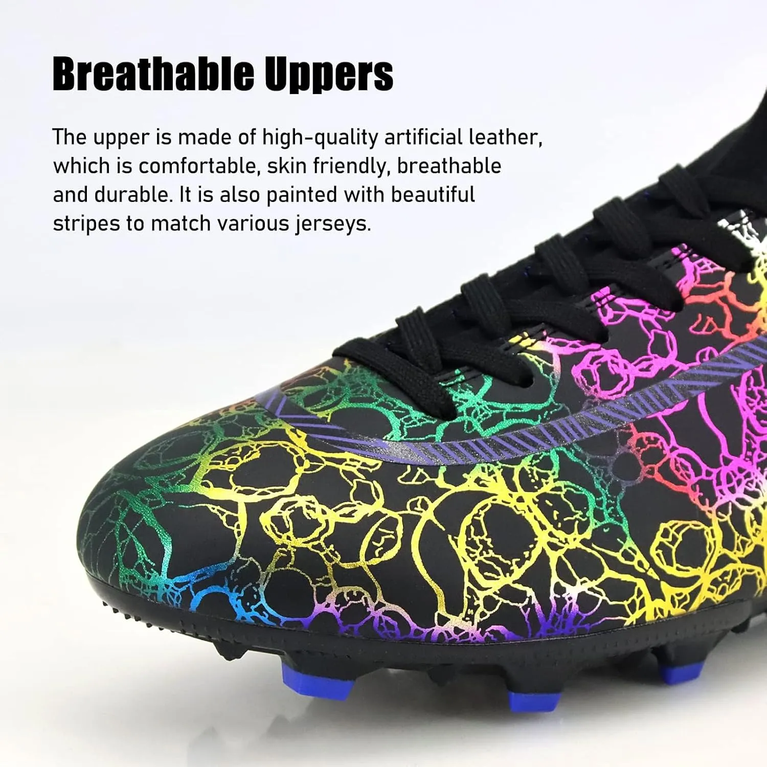 Football Shoes Mens Womens Football Shoes High Top Fooball Boots Lightweight and Breathable Long Nail Football Sneakers Non-Slip Rubber Sole Soccer Cleats