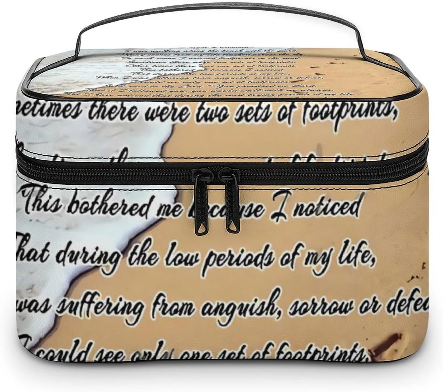 Footprints INthe Sand Convenient Makeup Bag with Large Capacity, Scratch Resistant And Stain Resistant