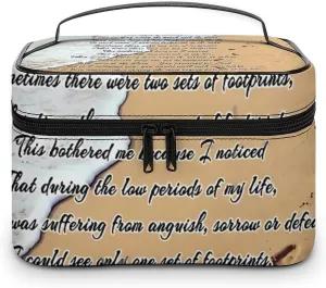 Footprints INthe Sand Convenient Makeup Bag with Large Capacity, Scratch Resistant And Stain Resistant