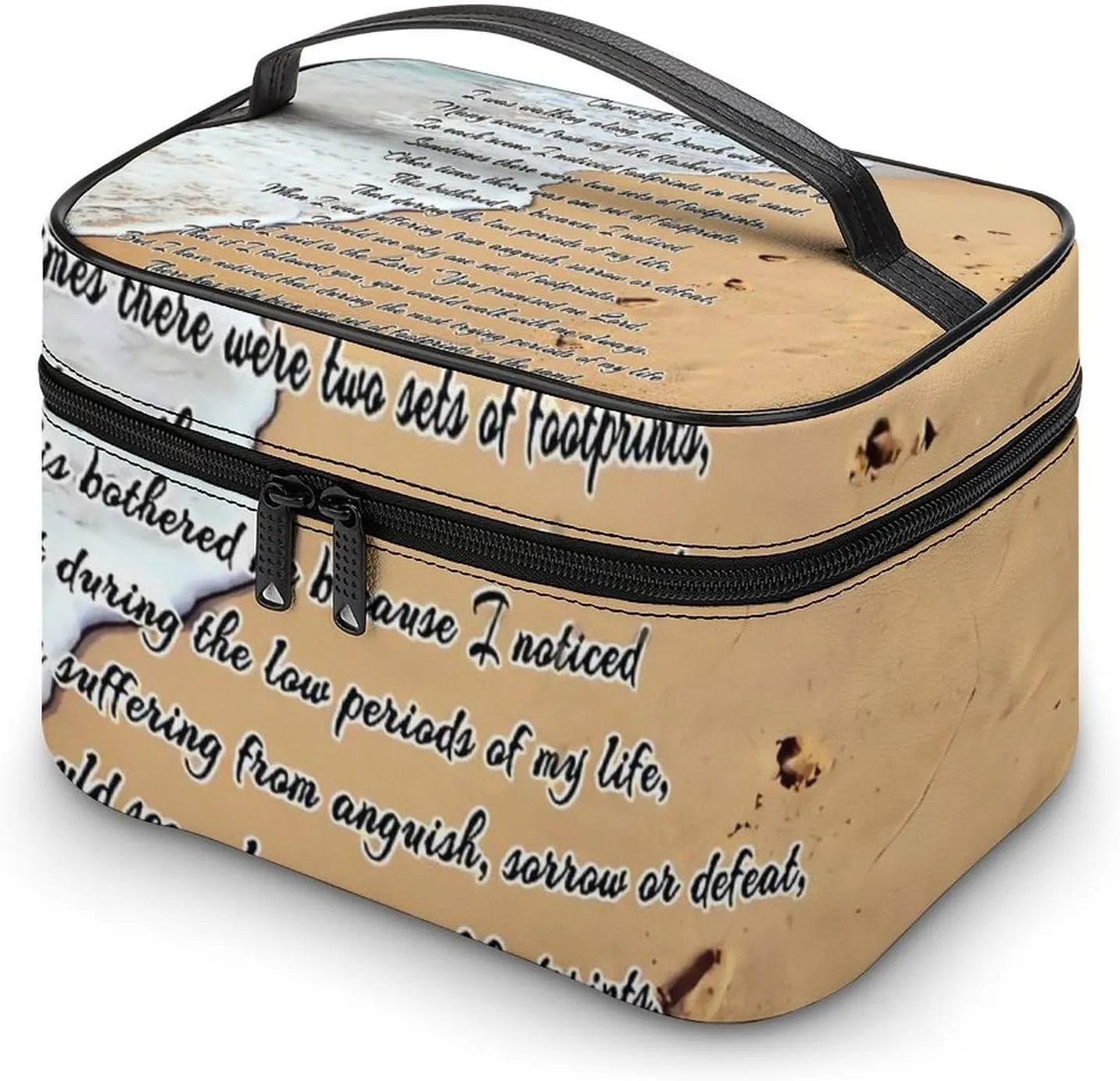 Footprints INthe Sand Convenient Makeup Bag with Large Capacity, Scratch Resistant And Stain Resistant