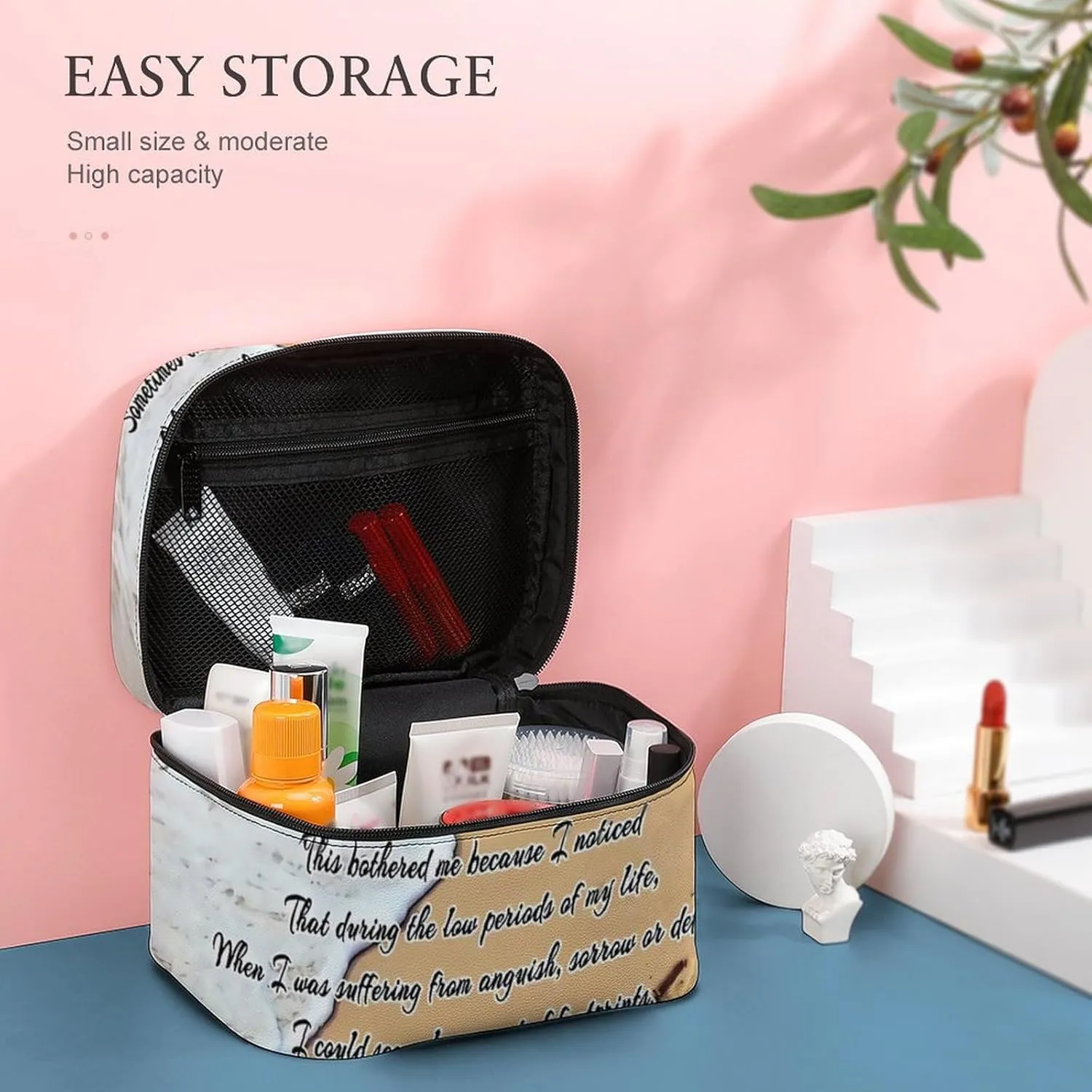 Footprints INthe Sand Convenient Makeup Bag with Large Capacity, Scratch Resistant And Stain Resistant