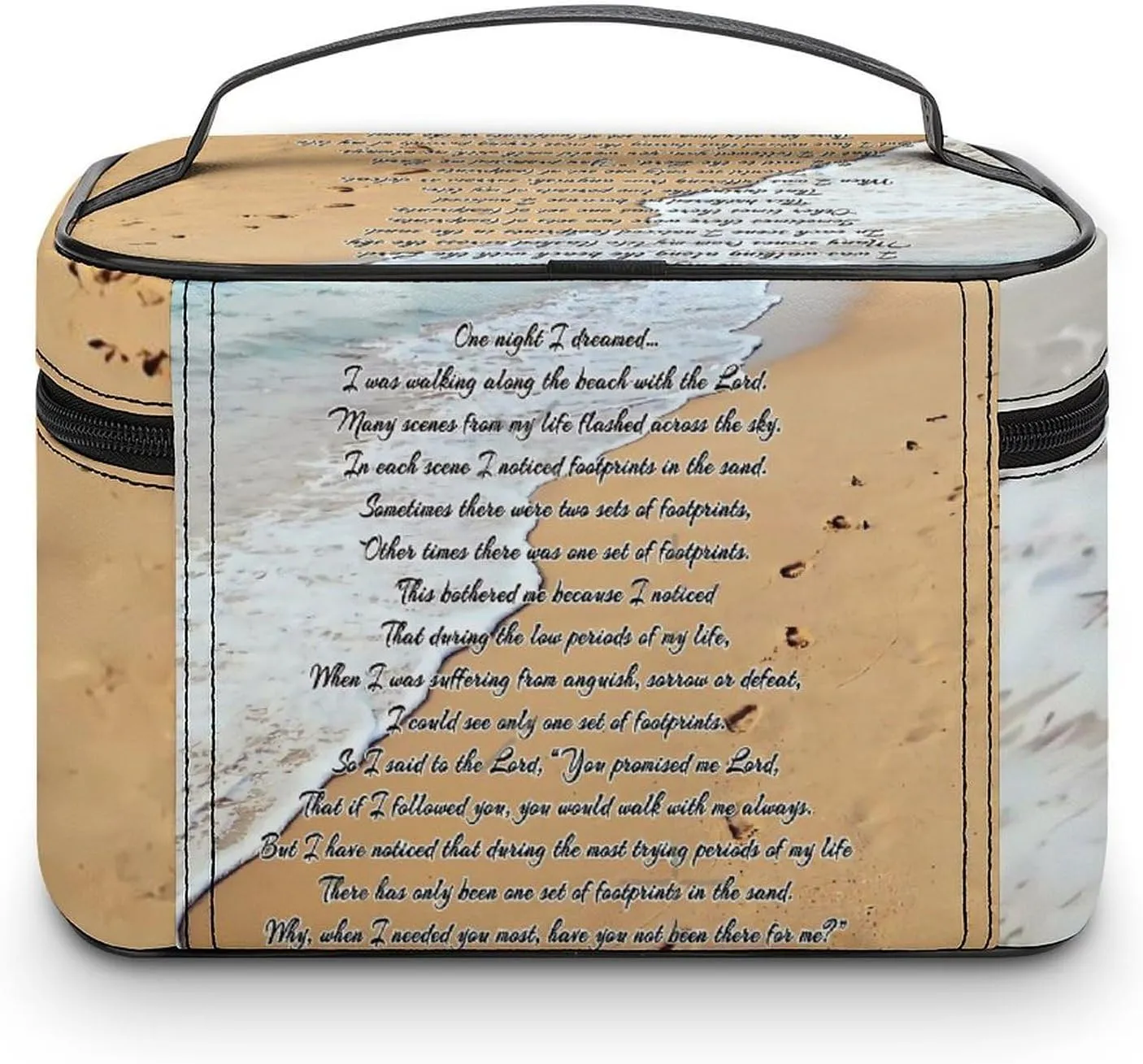 Footprints INthe Sand Convenient Makeup Bag with Large Capacity, Scratch Resistant And Stain Resistant
