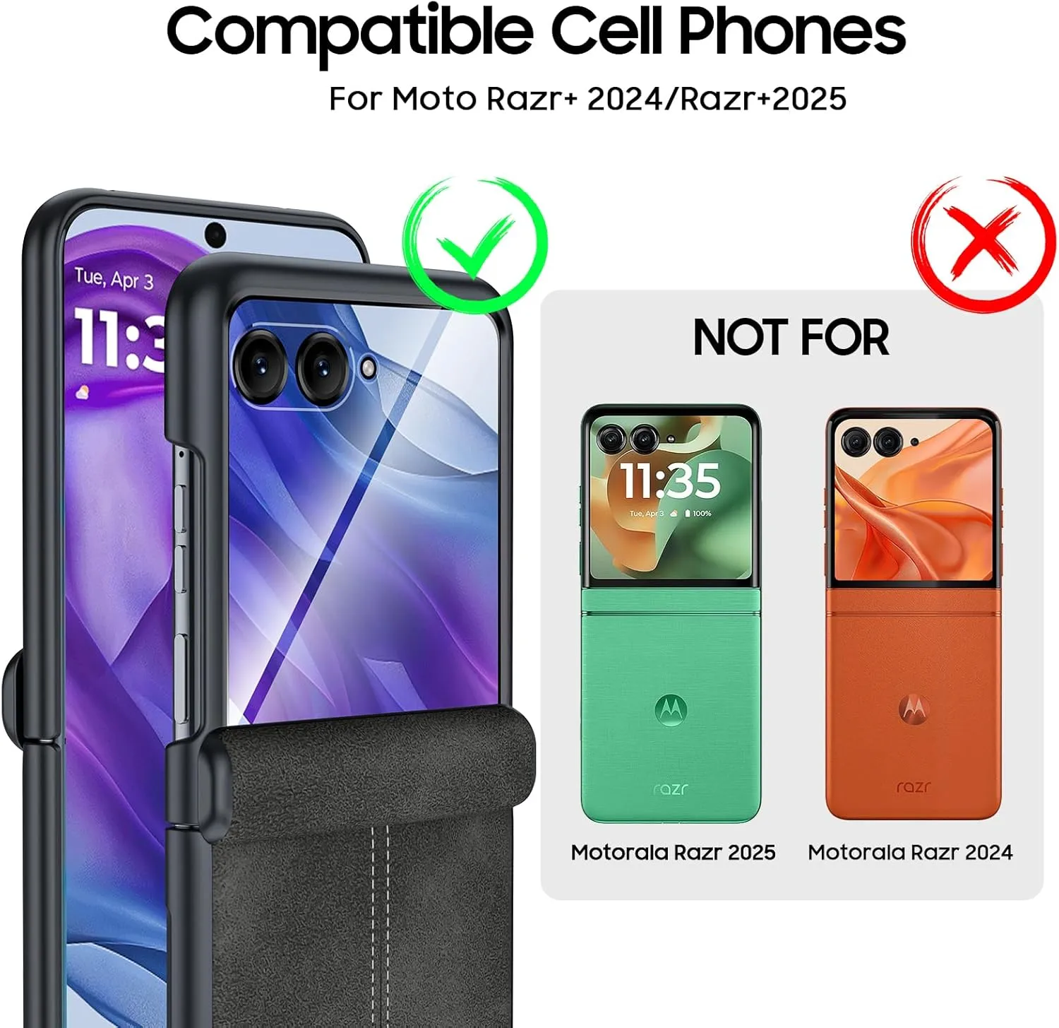 for Motorola razr  Plus 2024 Case/Razr  Plus 2025 Case Built-in Screen Protector& Hinge Protection & Ultra Thin PU Leather Matte PC Shockproof Phone Case for Moto Razr  2024/2025 (Black Gray)