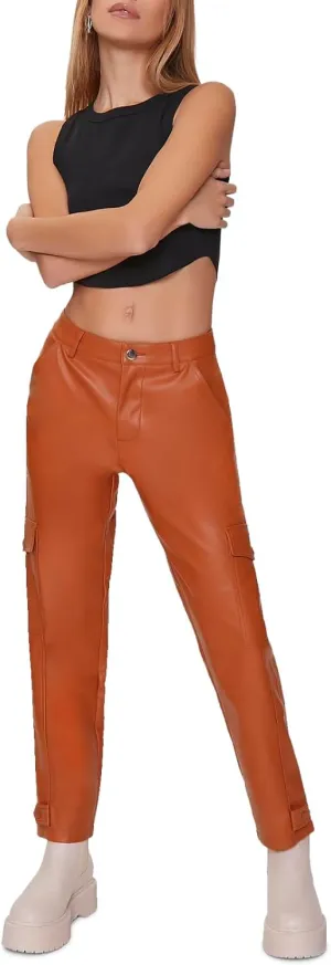 Forever 21 Women's Faux Leather Cargo Ankle Pants