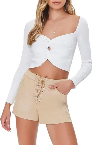 Forever 21 Women's Faux Suede Lace-up Shorts