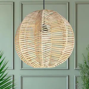 FOREVER BAMBOO Indonesian Hand-Woven Natural Rattan Chandelier Pendant Light Fixture Zig-Zag Shape for Kitchen Island, Living Room, Dining Room, 18 in H x 12 in W