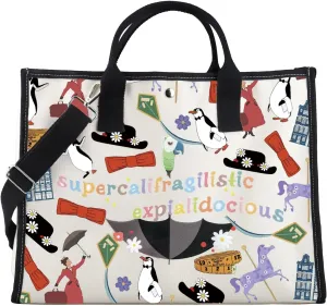 FOTAP Mary Inspire Tote Bag Supercalifragilistic Umbrella Mary Handbag Mary Musicals Lover Gift Mary Movie Shoulder Bag