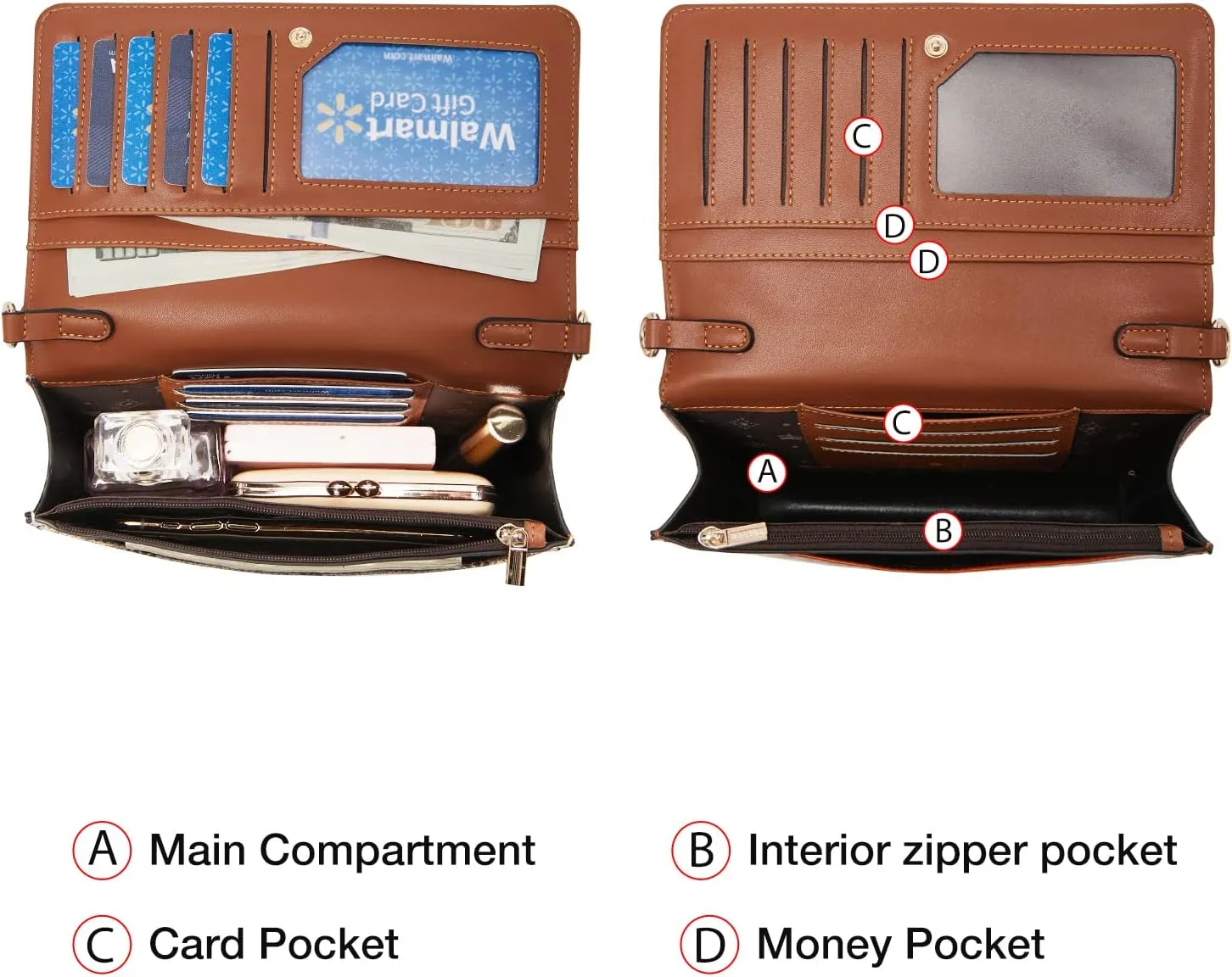 FOXLOVER Small Crossbody Bag for Women PVC Leather Cell Phone Holder Credit Card Slot Shoulder Bag Purse Lightweight Handbags