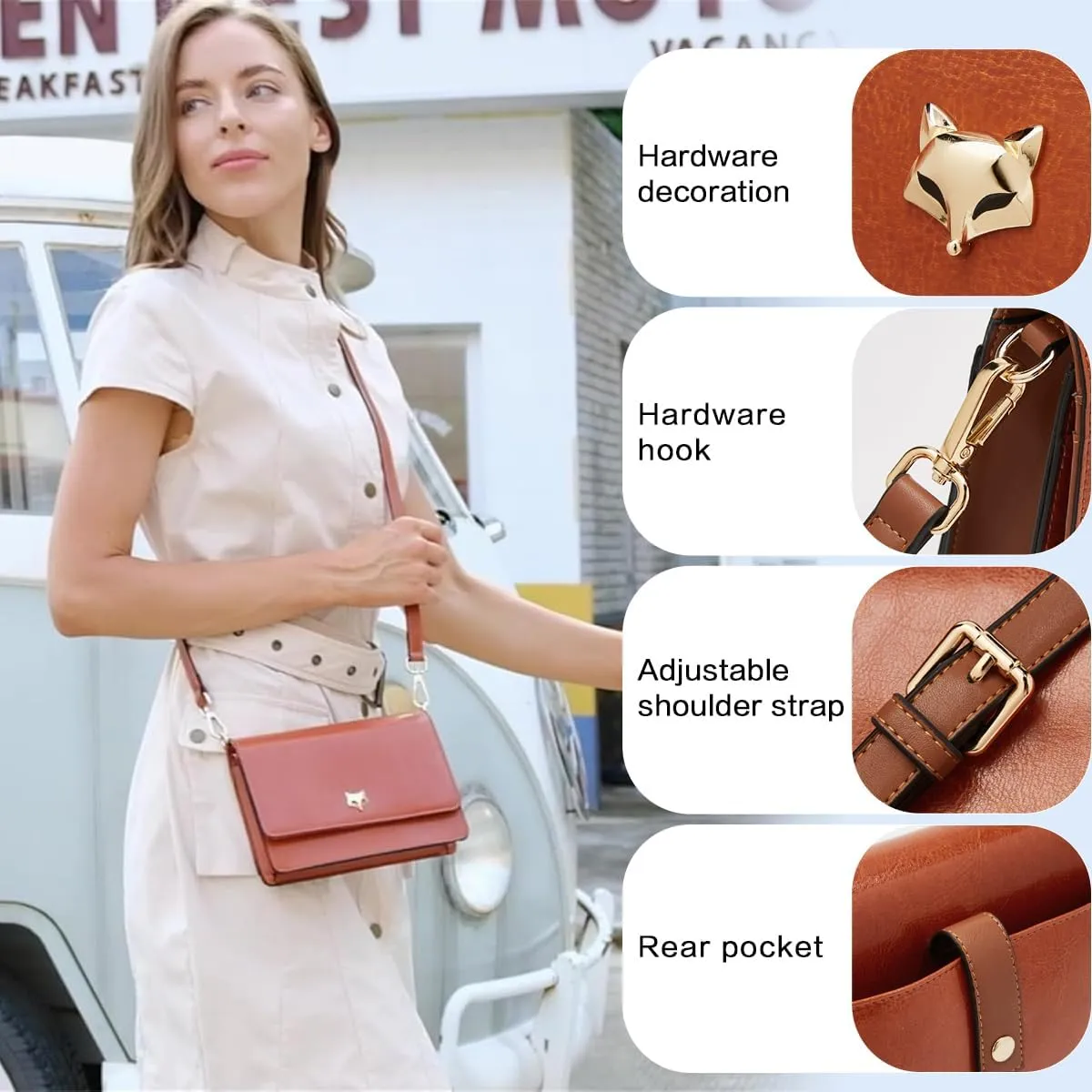 FOXLOVER Small Crossbody Bag for Women PVC Leather Cell Phone Holder Credit Card Slot Shoulder Bag Purse Lightweight Handbags