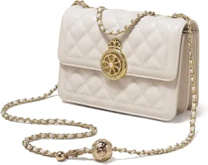 FOXLOVER Small Quilted Crossbody Bags for Women Faux Leather Chain Trendy Purses Adjustable Shoulder Strap Magnetic Closure