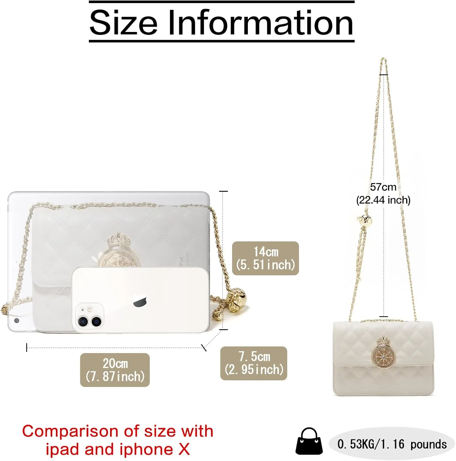 FOXLOVER Small Quilted Crossbody Bags for Women Faux Leather Chain Trendy Purses Adjustable Shoulder Strap Magnetic Closure