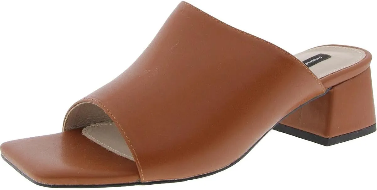 French Connection Womens Pull-on Dinner Solid Faux Leather Block Heels
