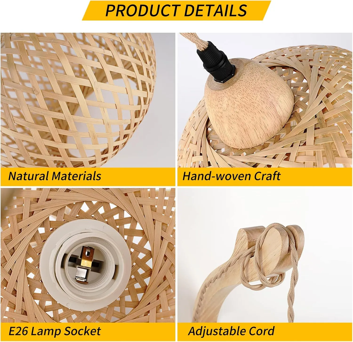 Frideko Bamboo Lantern Plug in Wall Sconces Wicker Wall Lamp with Plug in Cord Hand Woven Rattan Wall Light Farmhouse Rustic Wall Sconces Boho Sconces Wall Lighting for Living Room Bedroom