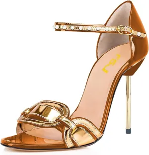 FSJ Women Chic Stiletto High Heel Sandal Open Toe Ankle Strap Buckled Colorful Wedding Dress Pump Size 4-15 US