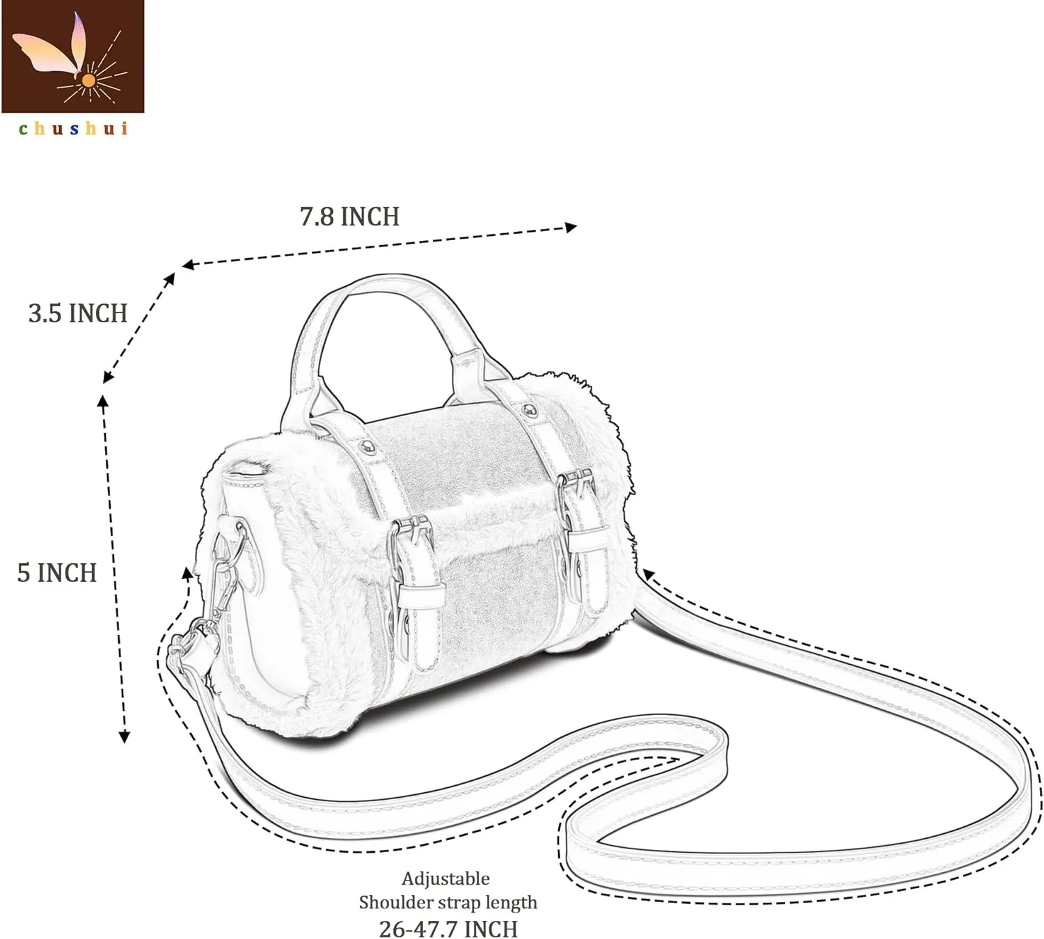 Fur Purse,Vintage-Revival Small Crossbody Bag,Top Handle Leather Handbag for Women