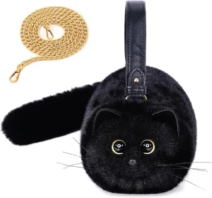Furry Cat Purse, Kitty Purse, Kitty Cat Bag, Cat Shaped Shoulder Handbag, for Women and for Girls