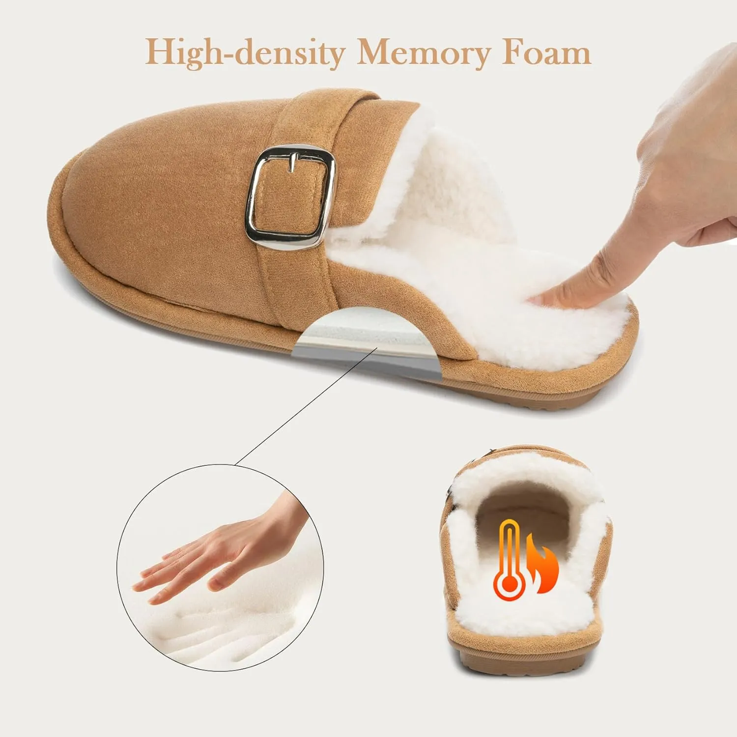 Fuzzy Slippers for Women with Memory Foam Warm Winter Suede House Slippers Shoes Indoor Outdoor Gifts For Women Faux Fur Anti-Skid