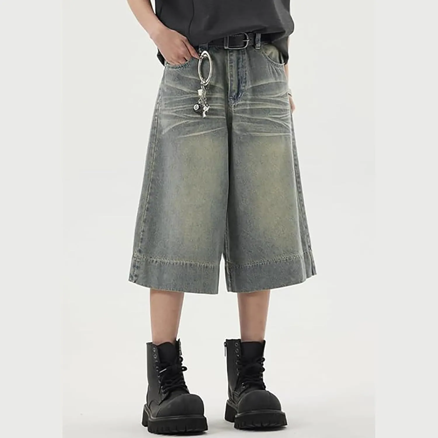 FZVYD Jorts Men Women Denim Shorts Y2k Baggy Star Jorts Jeans Loose Fit Patchwork Jeans Shorts Y2k Fashion Loose Streetwear