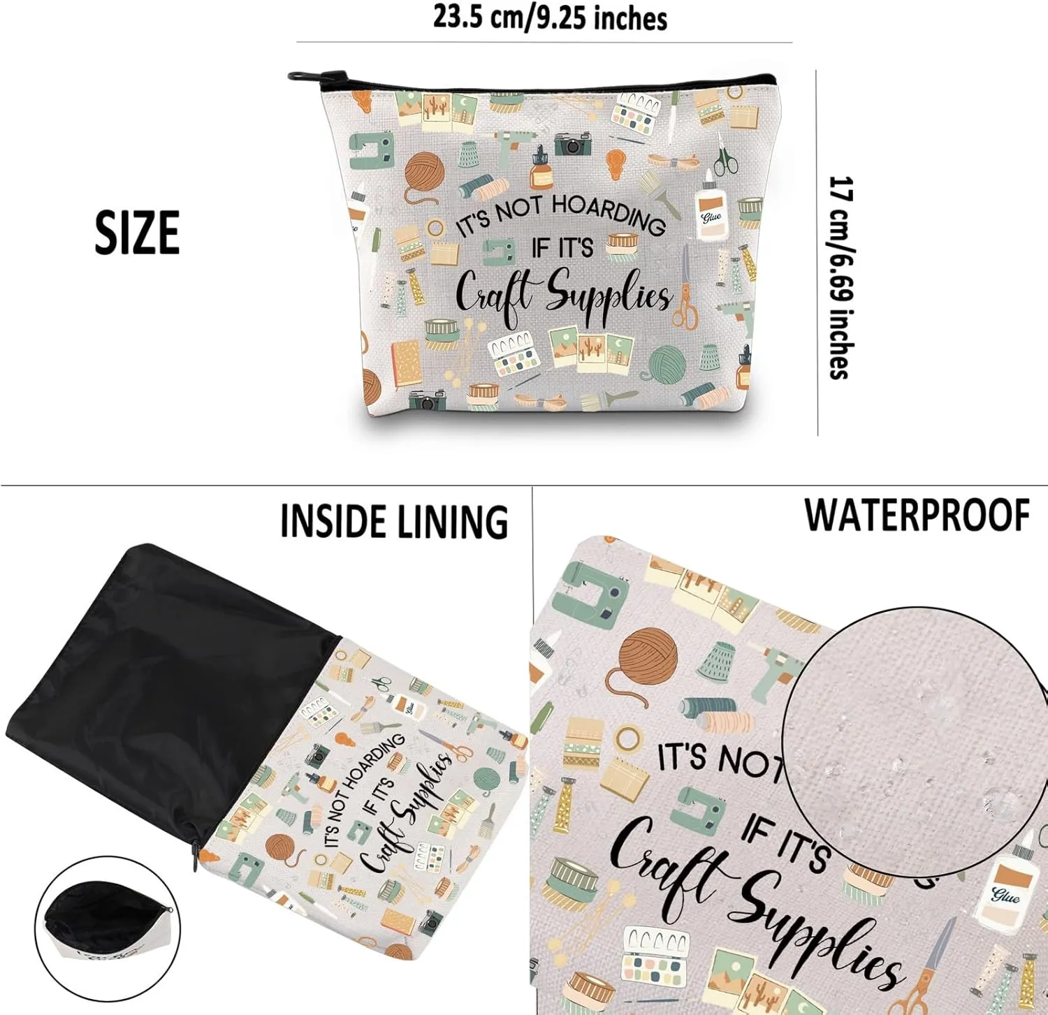 G2TUP Crafter Gift It's Not Hoarding If It's Craft Supplies Makeup Bag Crafting Lover Cosmetic Bag Sewing Lover Gift (Craft Supplies MB)