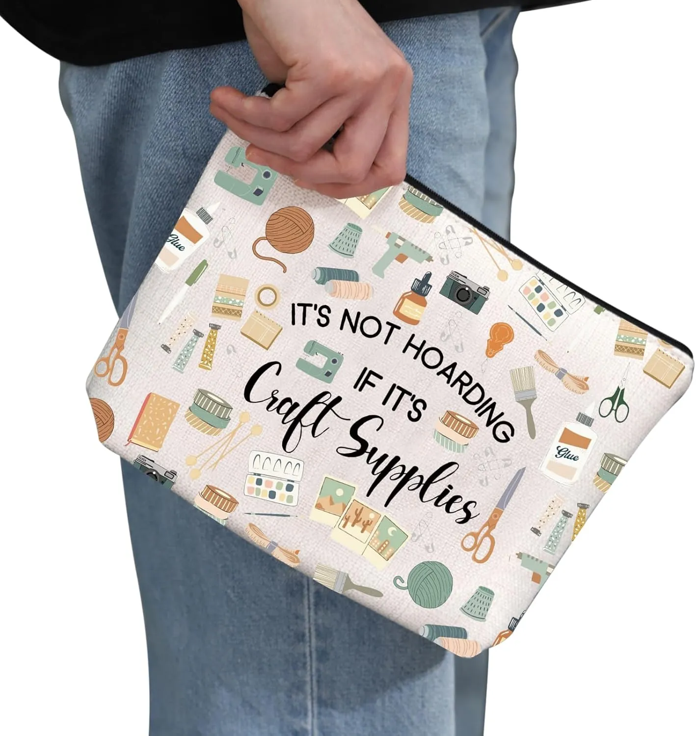 G2TUP Crafter Gift It's Not Hoarding If It's Craft Supplies Makeup Bag Crafting Lover Cosmetic Bag Sewing Lover Gift (Craft Supplies MB)