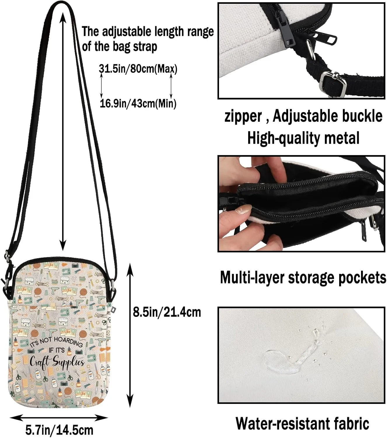 G2TUP Crafter Gift It's Not Hoarding If It's Craft Supplies Makeup Bag Crafting Lover Cosmetic Bag Sewing Lover Gift (Craft Supplies -S)