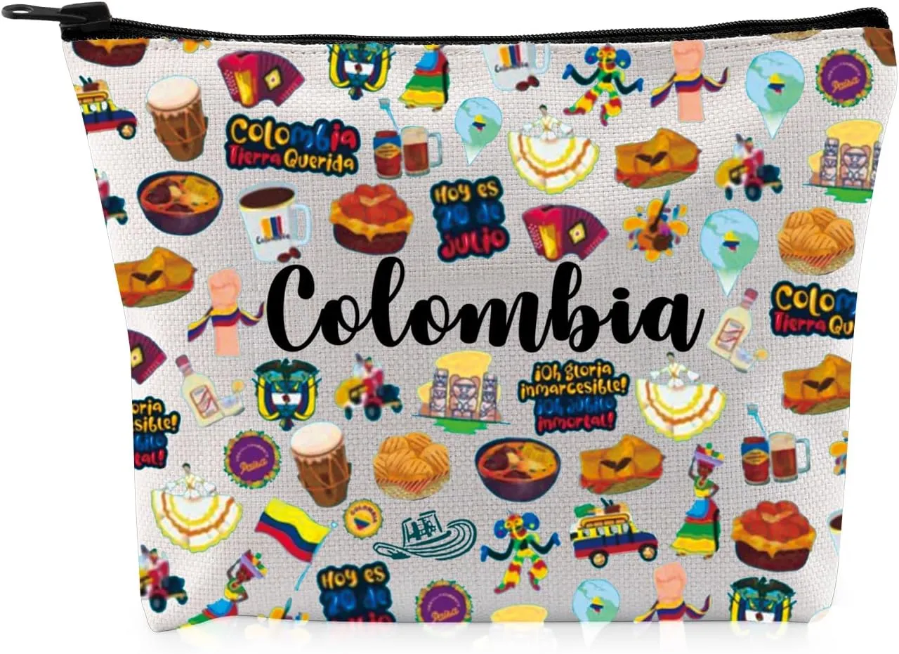 G2TUP Funny Colombia Lovers Gift Colombia Makeup Bag Colombia Traveller Cosmetic Bag Colombian Culture Lovers Gift (Colombia MB)
