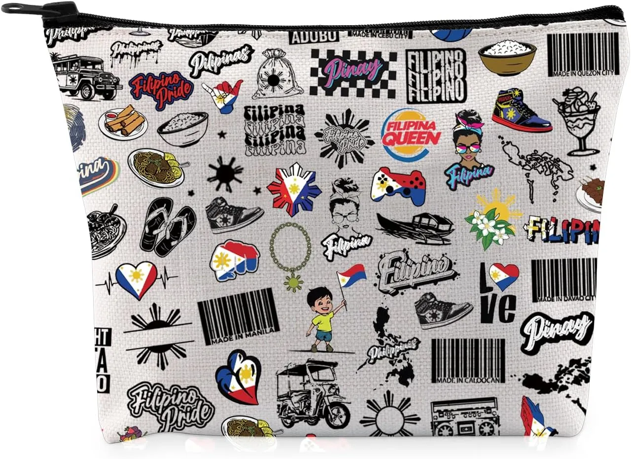 G2TUP Funny Filipino Lovers Gift Filipino Makeup Bag Philippines Lover Cosmetic Bag Philippine Culture Lovers Gift (Filipino MB)
