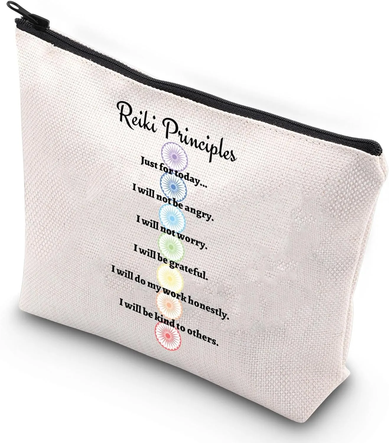 G2TUP Reiki Master Yoga Teacher Makeup Bag Just for Today Inspirational Spiritual Gifts Reiki Chakra Healing Zipper (Just for Today)