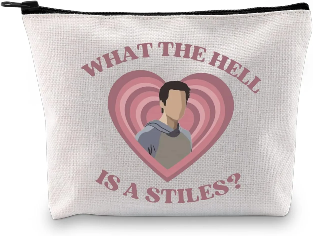 G2TUP Wolf TV Show Inspired Gift What The Hell Is A S Makeup Bag Wolf TV Show Fan Cosmetic Bag TV Show Merch (What The Hell Is A S White Bag)
