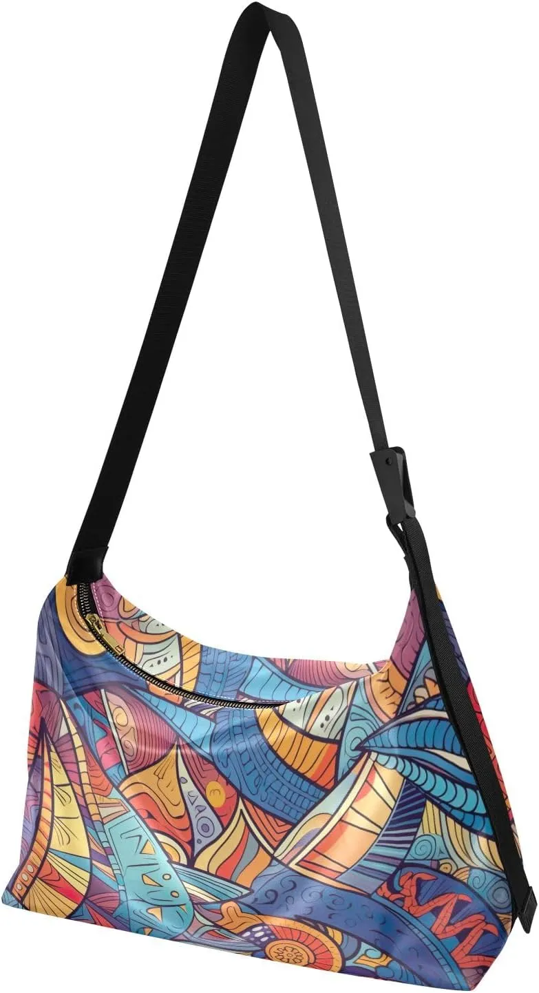 GAIGEO Abstract Design Faux Leather Bag, Woman Shoulder Bag, Crossbody Leather Shoulder Bag