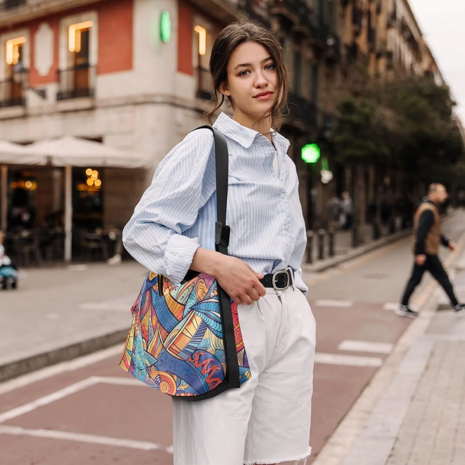 GAIGEO Abstract Design Faux Leather Bag, Woman Shoulder Bag, Crossbody Leather Shoulder Bag