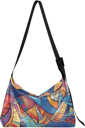 GAIGEO Abstract Design Faux Leather Bag, Woman Shoulder Bag, Crossbody Leather Shoulder Bag
