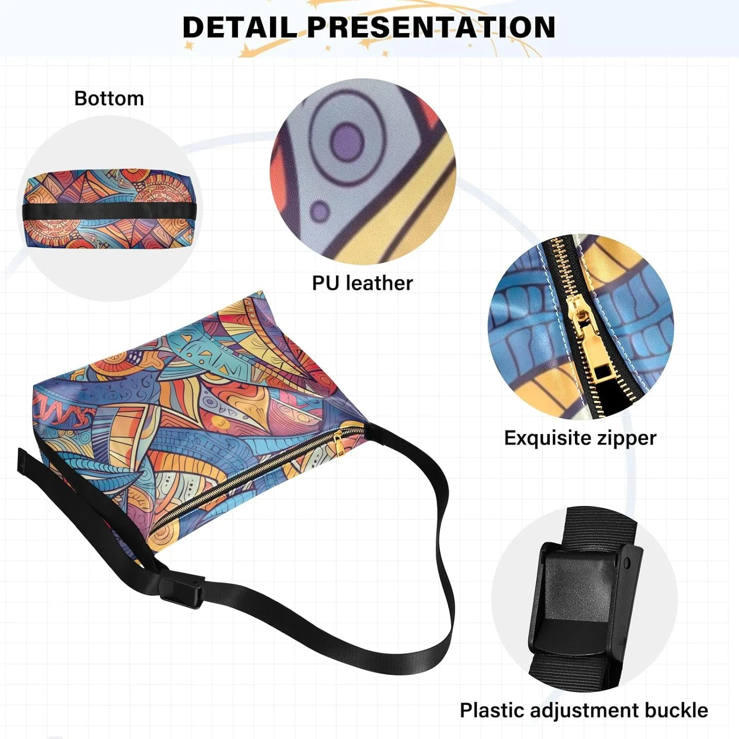 GAIGEO Abstract Design Faux Leather Bag, Woman Shoulder Bag, Crossbody Leather Shoulder Bag