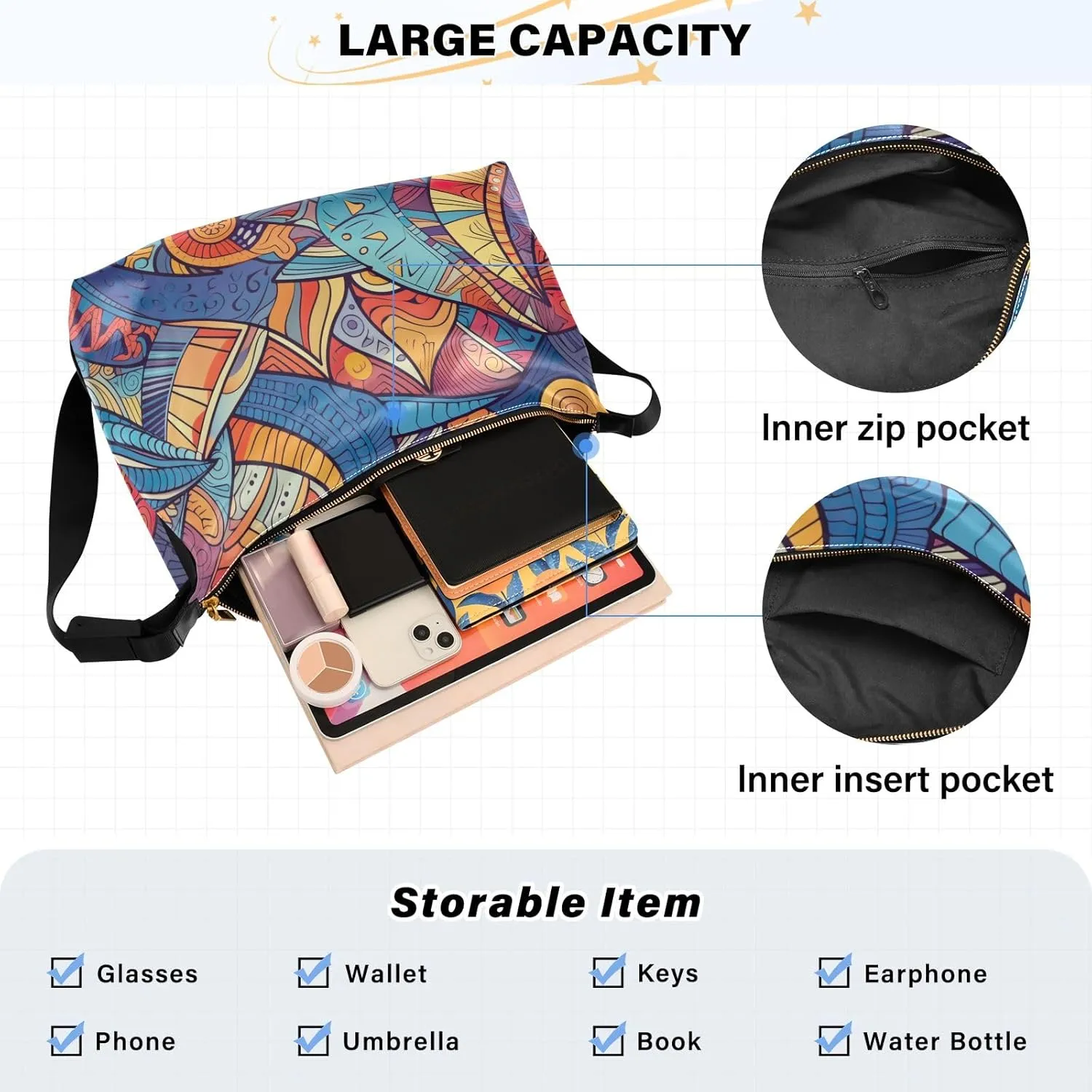 GAIGEO Abstract Design Faux Leather Bag, Woman Shoulder Bag, Crossbody Leather Shoulder Bag