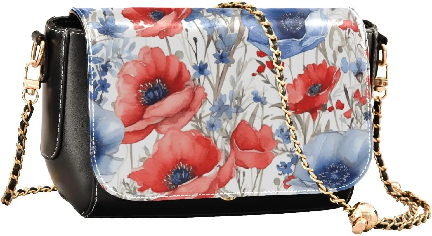 GAIGEO Needle Tube Vintage Plant Flower Crossbody Bag with Long Strap, Leather Shoulder Bag, Medium Crossbody Bags for Women