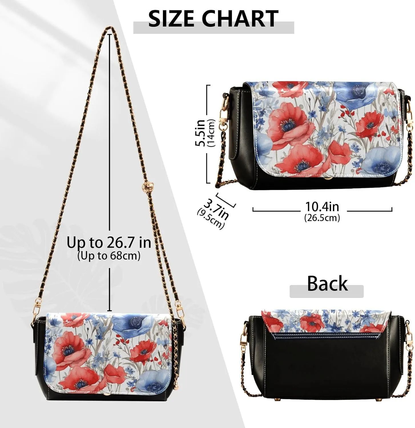GAIGEO Needle Tube Vintage Plant Flower Crossbody Bag with Long Strap, Leather Shoulder Bag, Medium Crossbody Bags for Women