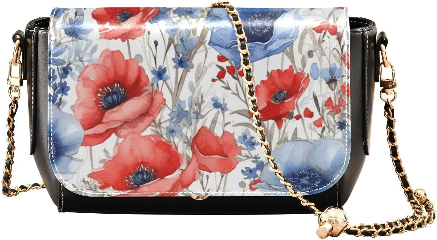 GAIGEO Needle Tube Vintage Plant Flower Crossbody Bag with Long Strap, Leather Shoulder Bag, Medium Crossbody Bags for Women