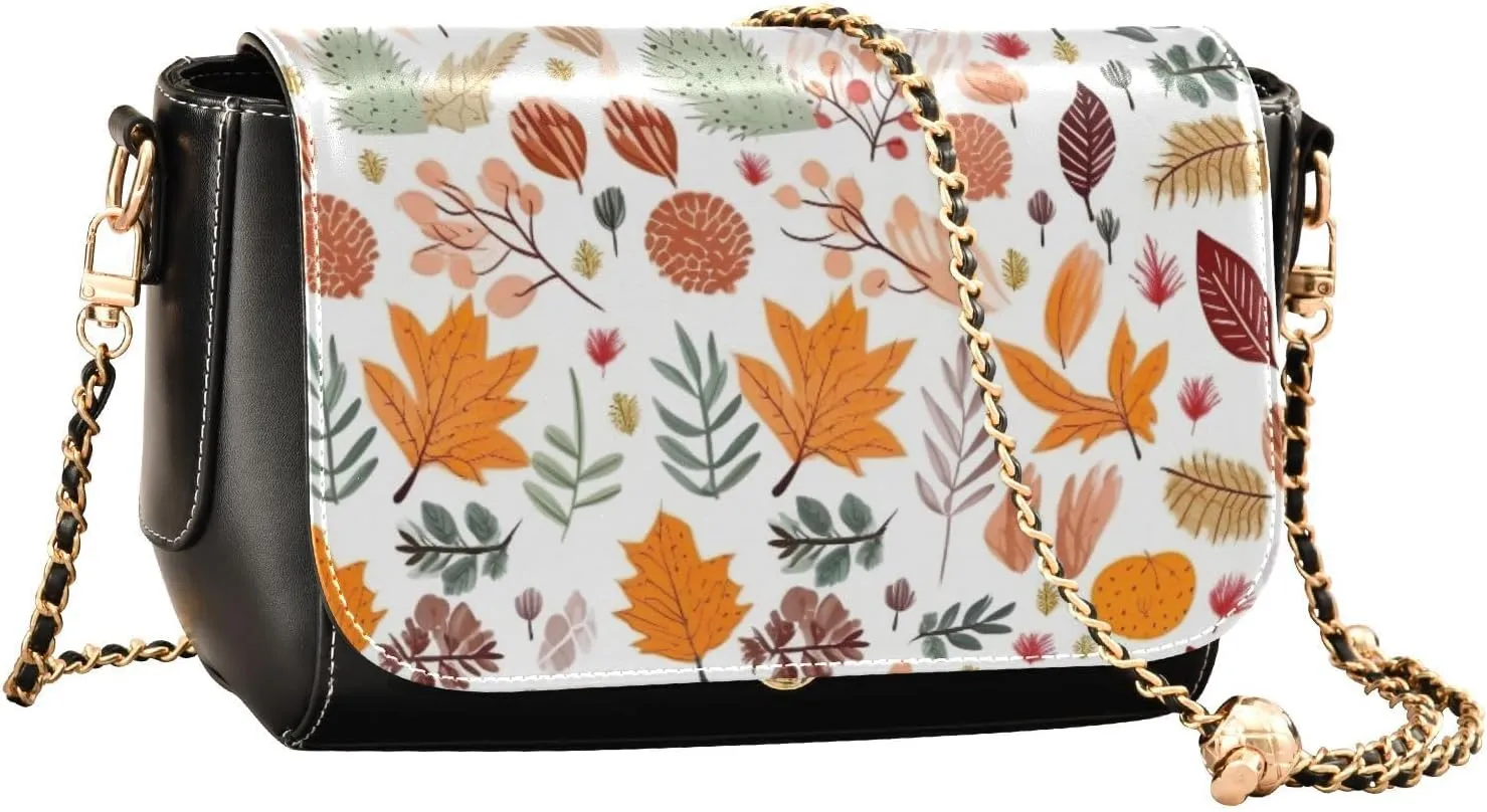 GAIGEO Watercolor of Wild Flowers Womans Shoulder Bag, Leather Crossbody Purses, Leather Crossbody Bag for Women